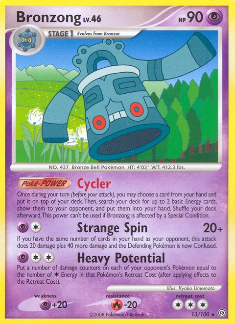 Bronzong Pokémon card from Stormfront, number 13 (Standard print)