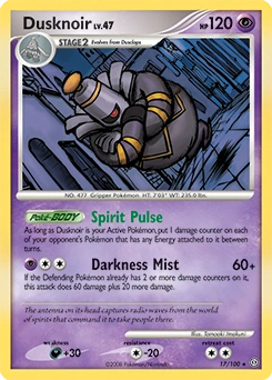 Dusknoir Pokémon card, number 17