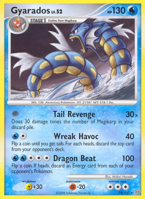 Gyarados Pokémon card from Stormfront, number 19 (Standard print)