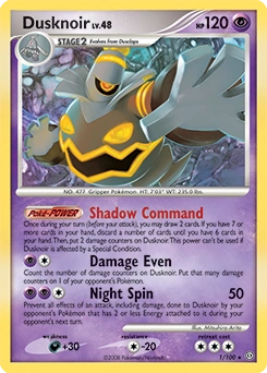 Dusknoir Pokémon card, number 1