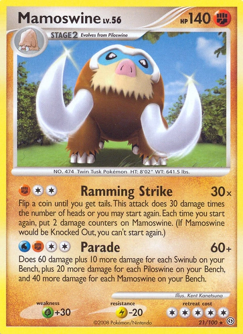 Mamoswine Pokémon card from Stormfront, number 21 (Standard print)