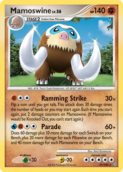 Mamoswine Pokémon card, number 21