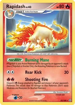 Rapidash Pokémon card, number 22