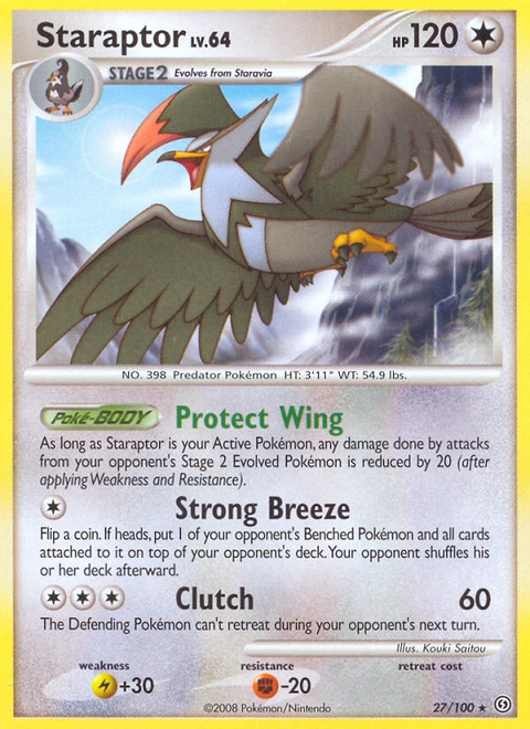 Staraptor Pokémon card from Stormfront, number 27 (Standard print)