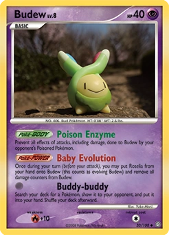 Budew Pokémon card, number 33