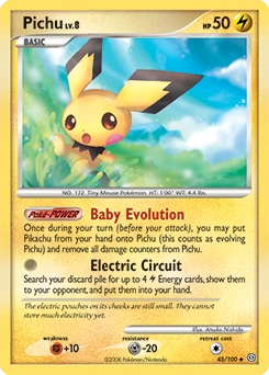 Pichu Pokémon card, number 45