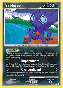 Sableye Pokémon card, number 48