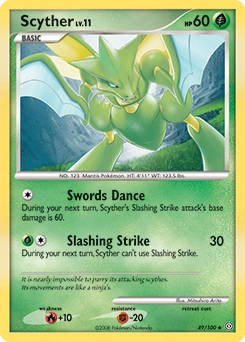 Scyther Pokémon card, number 49