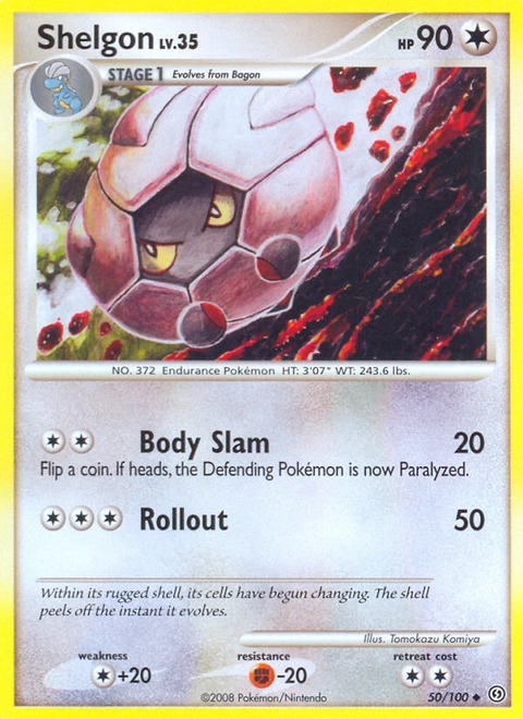 Shelgon Pokémon card from Stormfront, number 50 (Standard print)