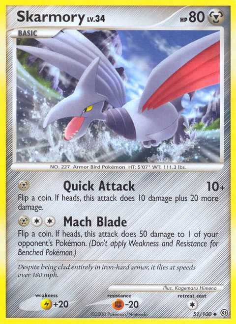 Skarmory Pokémon card from Stormfront, number 51 (Standard print)