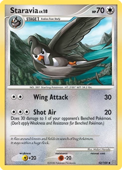Staravia Pokémon card, number 52