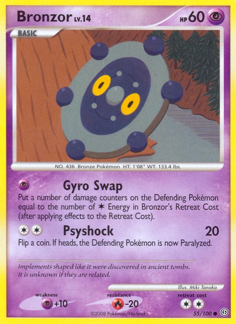 Bronzor Pokémon card from Stormfront, number 55 (Standard print)