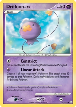 Drifloon Pokémon card, number 58