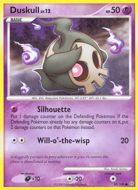 Duskull Pokémon card from Stormfront, number 59 (Standard print)