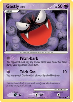 Gastly Pokémon card, number 62