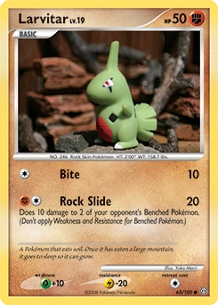 Larvitar Pokémon card, number 63