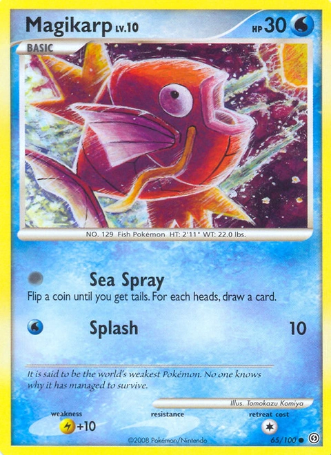 Magikarp Pokémon card from Stormfront, number 65 (Standard print)