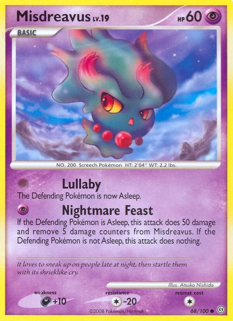 Misdreavus Pokémon card from Stormfront, number 68 (Standard print)