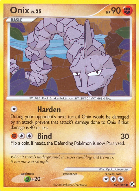 Onix Pokémon card from Stormfront, number 69 (Standard print)