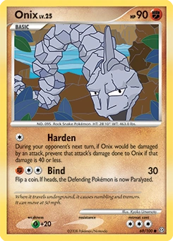 Onix Pokémon card, number 69