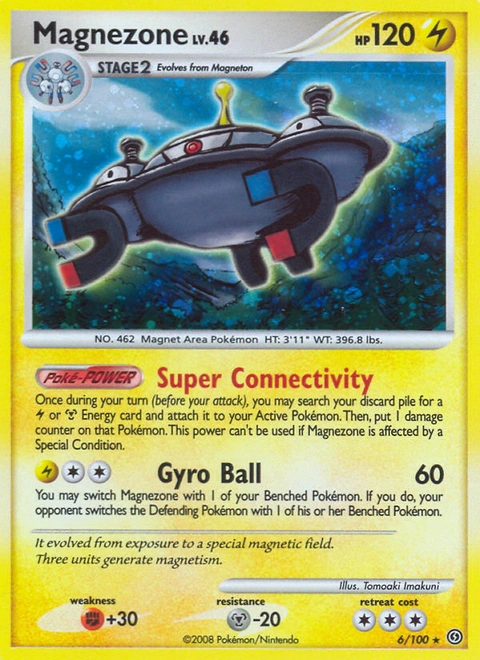 Magnezone Pokémon card from Stormfront, number 6 (Holo print)