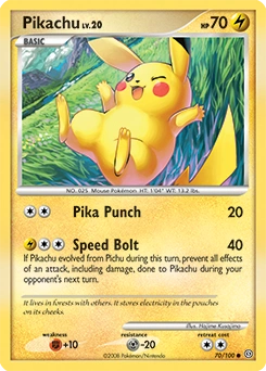 Pikachu Pokémon card, number 70