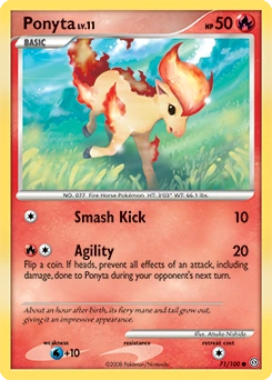 Ponyta Pokémon card, number 71