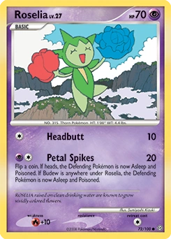 Roselia Pokémon card, number 72