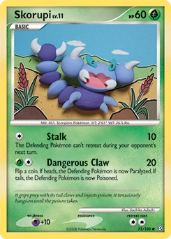 Skorupi Pokémon card, number 73