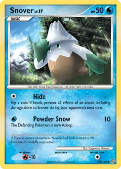 Snover Pokémon card, number 74