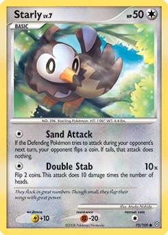 Starly Pokémon card, number 75