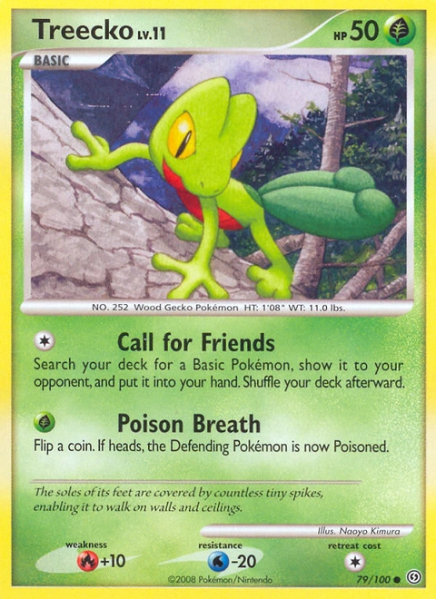 Treecko Pokémon card from Stormfront, number 79 (Standard print)