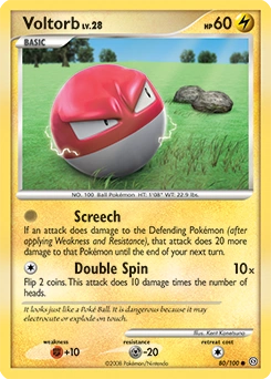 Voltorb Pokémon card, number 80