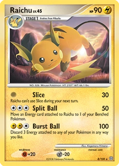 Raichu Pokémon card, number 8