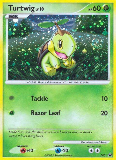 Turtwig Pokémon card from DP Black Star Promos, number DP01 (Standard print)