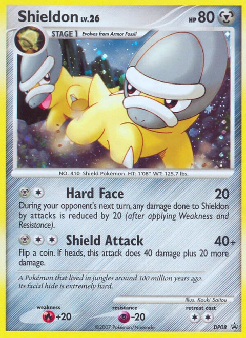 Shieldon Pokémon card from DP Black Star Promos, number DP08 (Standard print)