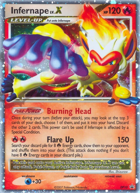 Infernape LV.X Pokémon card from DP Black Star Promos, number DP10 (Standard print)