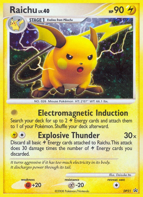 Raichu Pokémon card from DP Black Star Promos, number DP21 (Standard print)