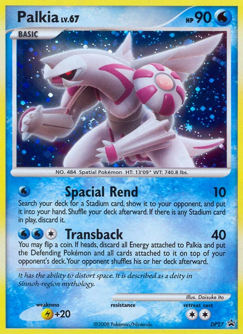 Palkia Pokémon card from DP Black Star Promos, number DP27 (Standard print)