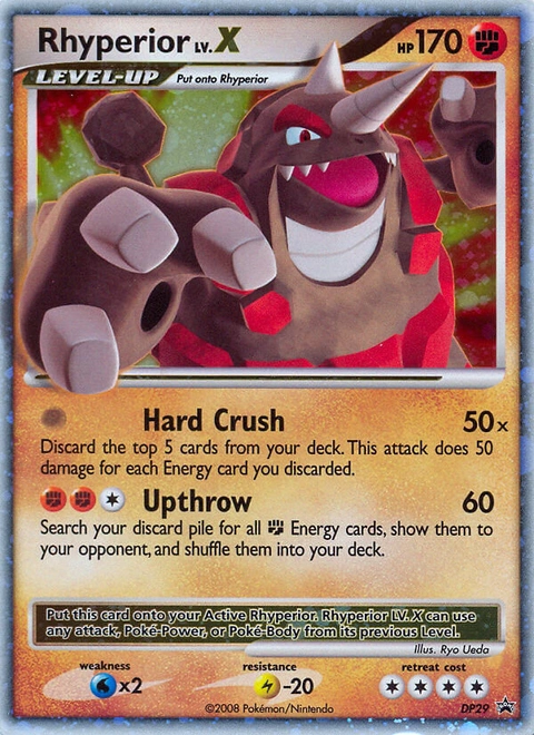 Rhyperior LV.X Pokémon card from DP Black Star Promos, number DP29 (Standard print)