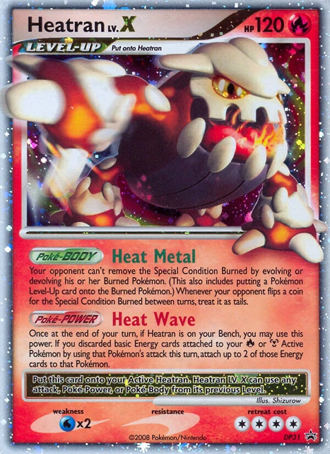 Heatran LV.X Pokémon card from DP Black Star Promos, number DP31 (Standard print)