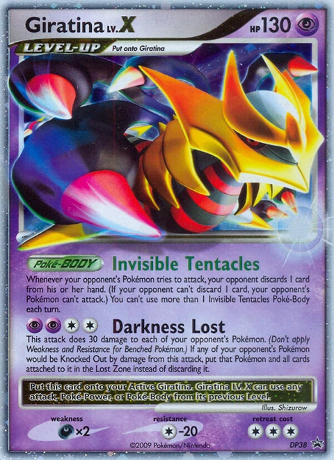 Giratina LV.X Pokémon card from DP Black Star Promos, number DP38 (Standard print)