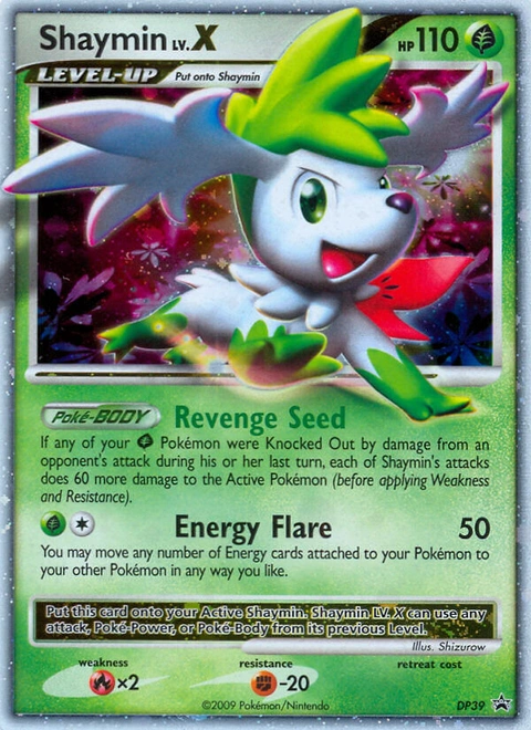 Shaymin LV.X Pokémon card from DP Black Star Promos, number DP39 (Standard print)