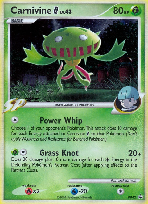 Carnivine G Pokémon card from DP Black Star Promos, number DP42 (Standard print)