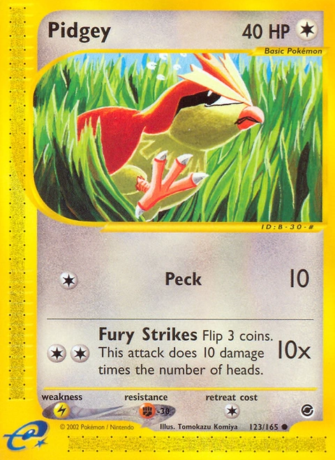Pidgey Pokémon card from Expedition Base Set, number 123 (Standard print)