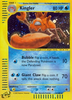 Kingler Pokémon card, number 15