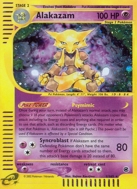 Alakazam Pokémon card from Expedition Base Set, number 1 (Standard print)