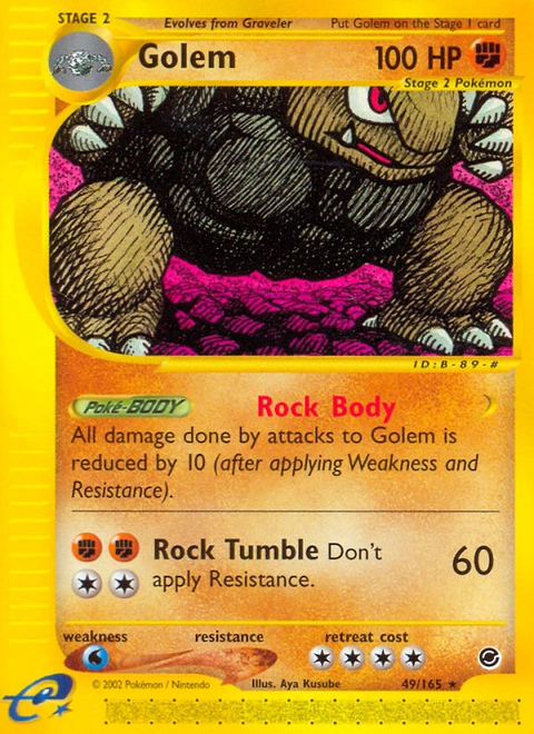 Golem Pokémon card from Expedition Base Set, number 49 (Standard print)