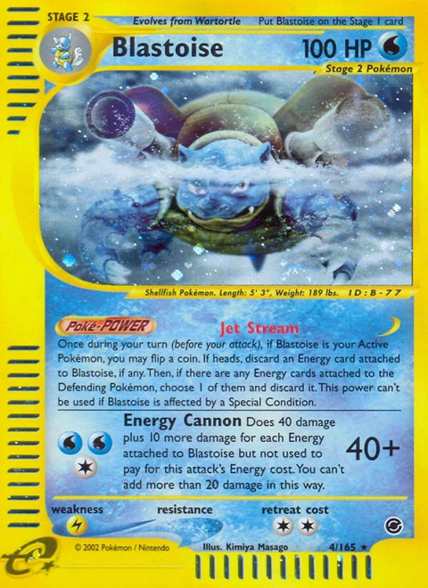 Blastoise Pokémon card from Expedition Base Set, number 4 (Standard print)