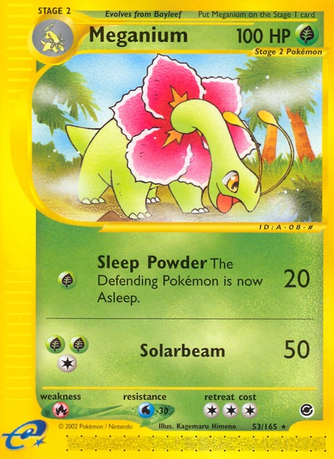 Meganium Pokémon card from Expedition Base Set, number 53 (Standard print)